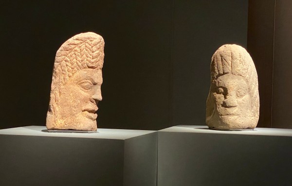 Carved stone heads