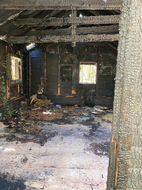 burned-out house
