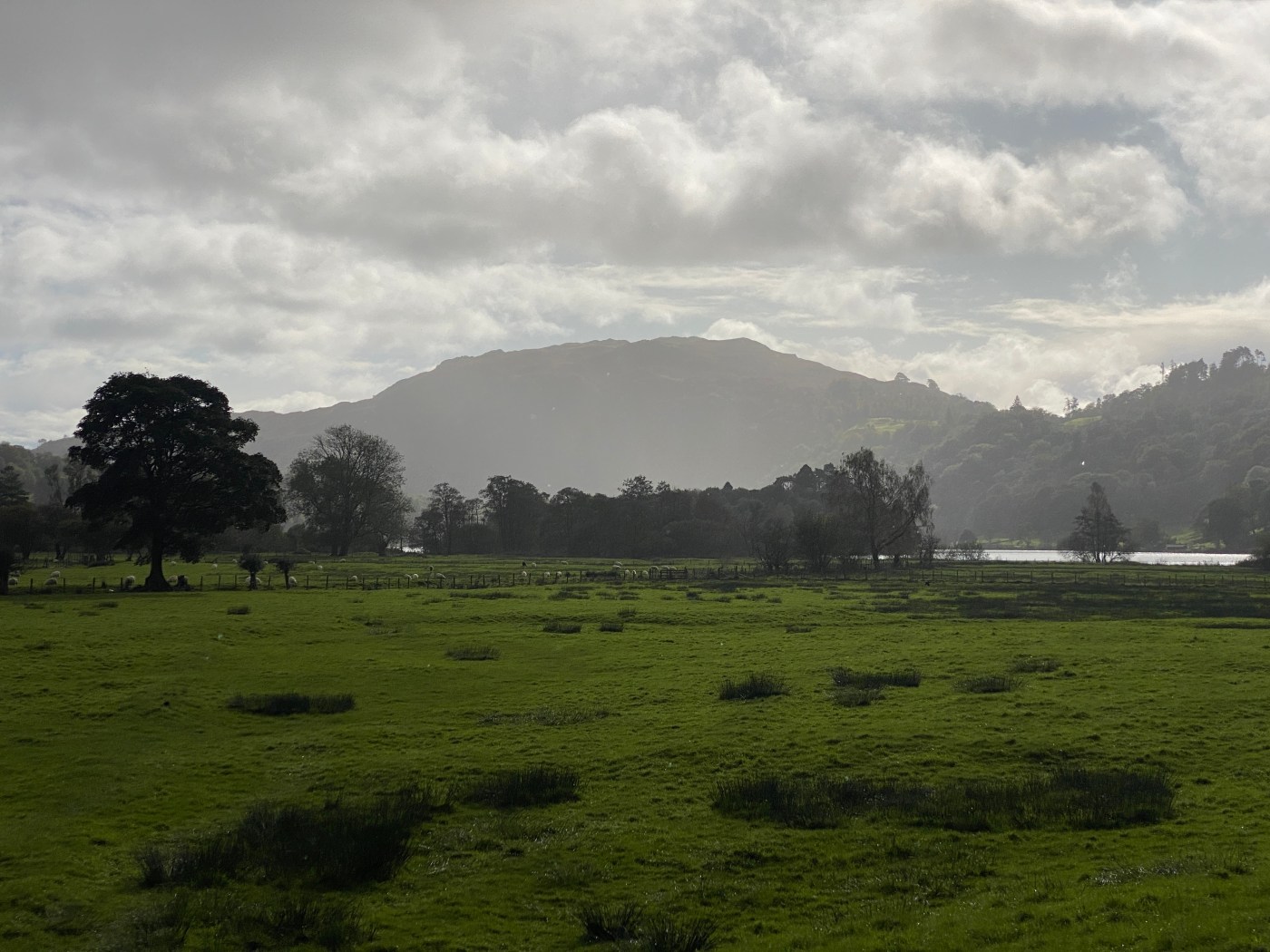 mountain beneath cloudy sky