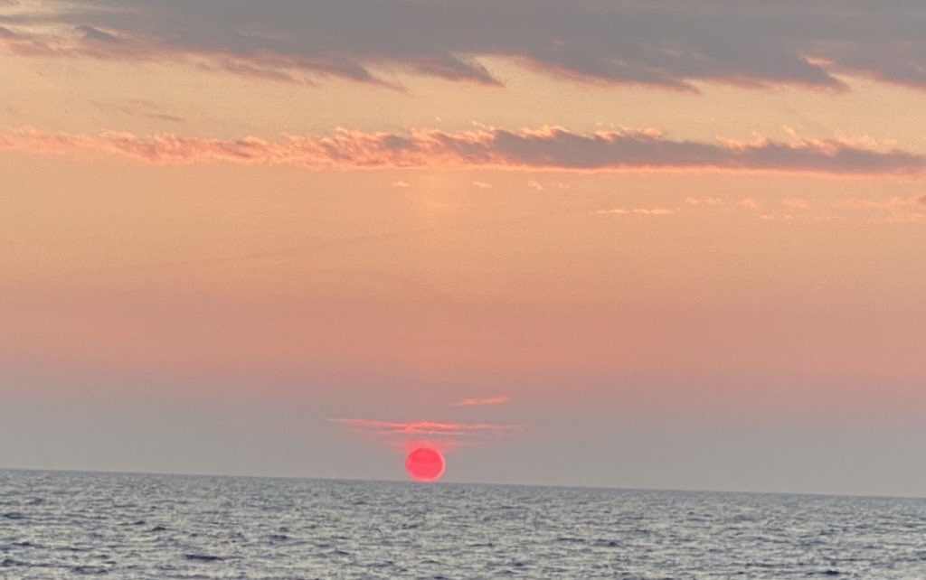 red sunset over sea